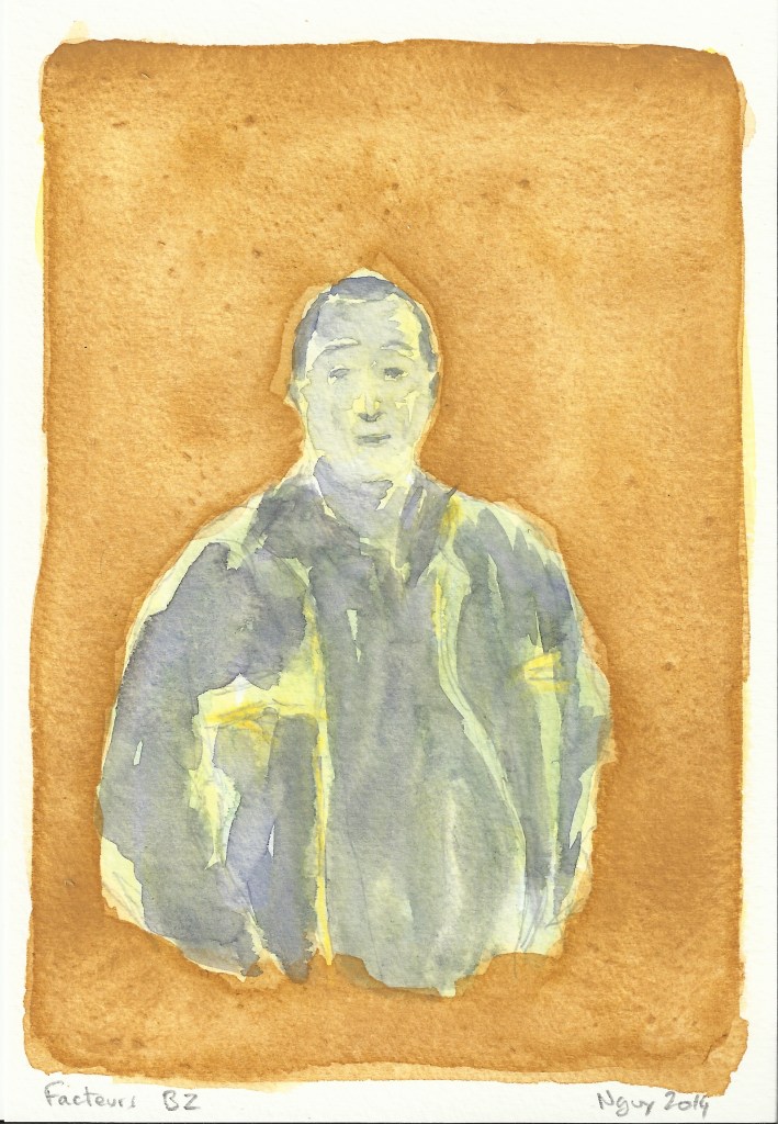 Facteurs BZ, aquarelle, 19.5 x 13.5 cm, 2014.
