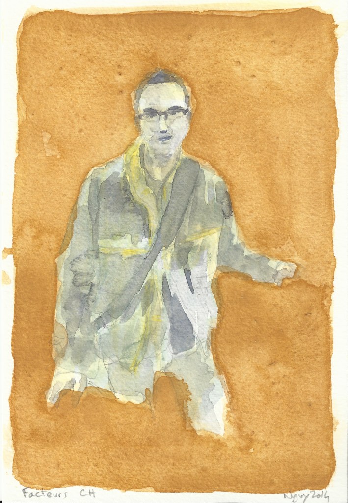 Facteurs CH, aquarelle, 19.5 x 13.5 cm, 2014.