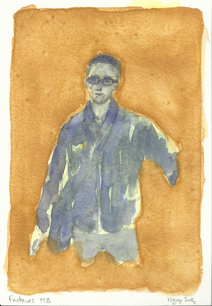 Facteurs MB, aquarelle, 19.5 x 13.5 cm, 2014.